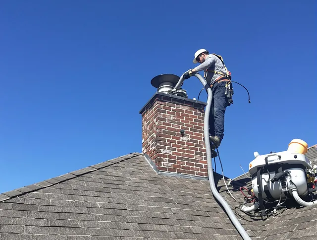 Dedicated Sarasota Chimney Sweep team member cleaning a chimney in Sarasota, FL
