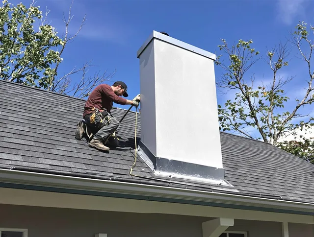 Sarasota Chimney Sweep team member finishing chimney construction in Sarasota, FL