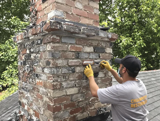 In-progress chimney restoration by Sarasota Chimney Sweep in Sarasota, FL